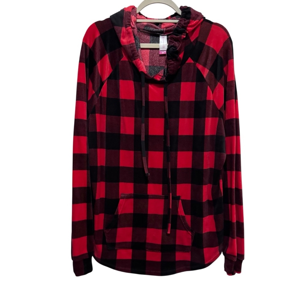 No Boundaries Red and Black Plaid Hoodie - soft - size XXXL NWOT